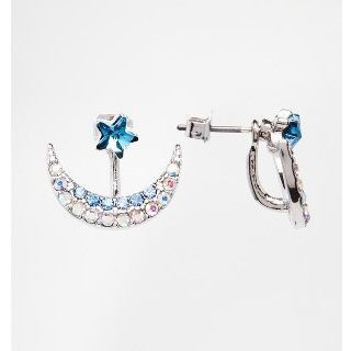 Seirios Rhinestone Moon Star Earrings