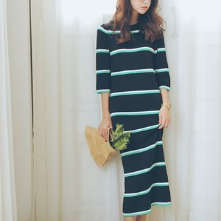 Sienne Stripe 3/4-Sleeve Knit Dress