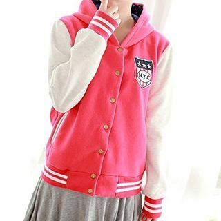 Lina Colour Block Hooded Baseball Jacket