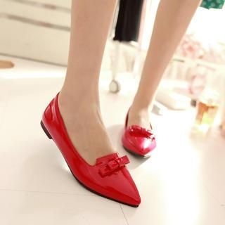 Shoes Galore Patent Bow Accent Pointy Flats