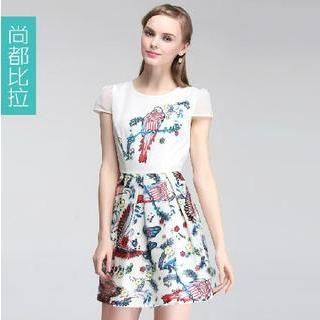 Sentubila Print A-line T-shirt Dress