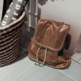 NIPONJJUYA Chain-Trim Faux-Leather Backpack