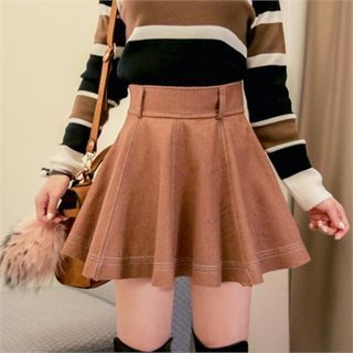 QNIGIRLS Stitched-Trim A-Line Skirt