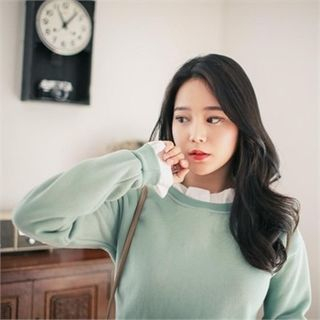 QNIGIRLS Frill-Trim Sweatshirt