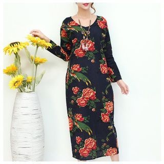 Fumiko Floral Print Long-Sleeve Dress