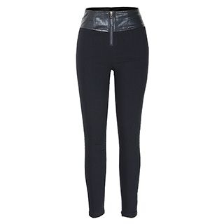 Flore Faux-Leather-Panel Skinny Pants