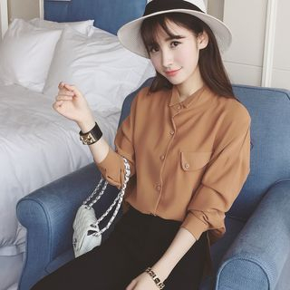 Colorful Shop Long-Sleeve Chiffon Blouse