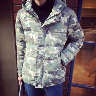 JUN.LEE Camouflage Hooded Padded Jacket