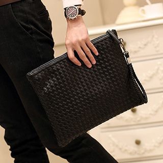 BagBuzz Faux Leather Woven Clutch