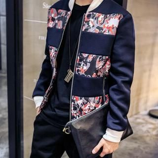 Bay Go Mall Splatter Paneled Zip-up Jacket