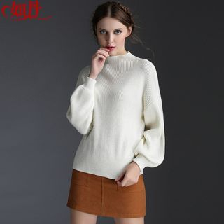 Kotiro Knit Pullover / Faux Suede Skirt / Set: Knit Pullover + Faux Suede Skirt