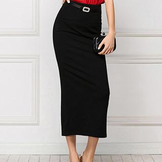 Aision Slit-Back Midi Pencil Skirt