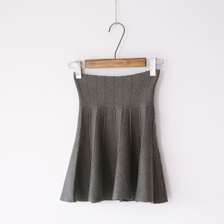 Bonbon Ribbed A Line Knit Skirt