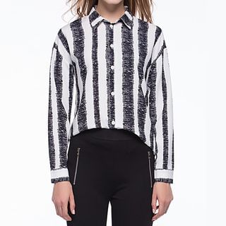 ISOL Long-Sleeve Striped Blouse