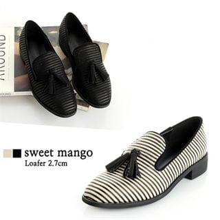SWEET MANGO Tassel-Detail Striped Loafers