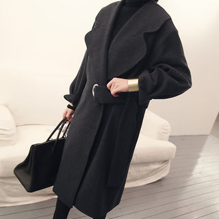 NANING9 Wool Blend Wide-Lapel Coat