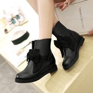 Pastel Pairs Faux Leather Bow-accent Ankle Boots