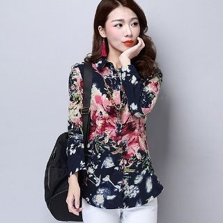 Romantica Long-Sleeve Flower-Print Shirt