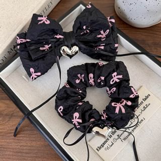 Heart Bow Scrunchie / Hair Clip