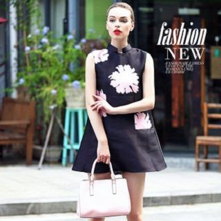 Ozipan Floral Collared Sleeveless Dress