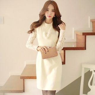 Styleonme Lace-Sleeve Sheath Dress