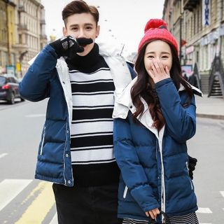 Bay Go Mall Matching Couple Reversible Hooded Padded Jacket