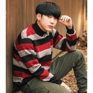 ABOKI High-Neck Stripe Sweater