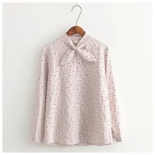 TOJI Long-Sleeve Bow-Accent Printed Blouse