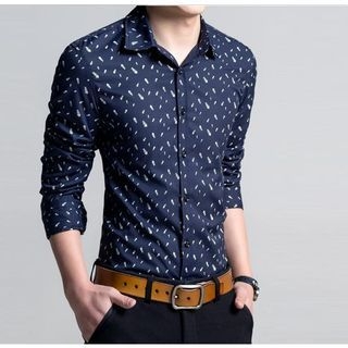 Besto Fish Bone Print Shirt