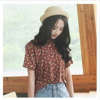 Sens Collection Short-Sleeve Floral Pattern Top