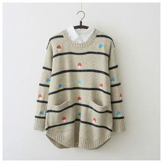 TOJI Embroidered Striped Sweater