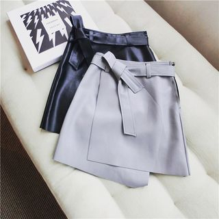 Octavia Asymmetric Faux Leather Skirt