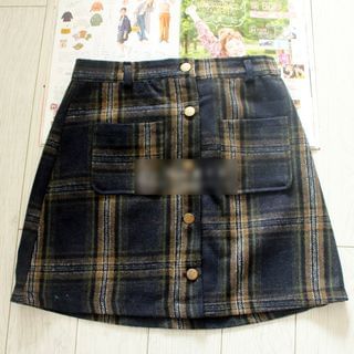 Blu Pixie Plaid Button Skirt