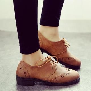 Laceuplux Flower Perforated Oxfords