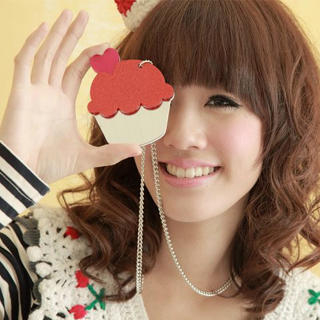 Necklace | Cupcake | Glitter | Mirror | Long | Red