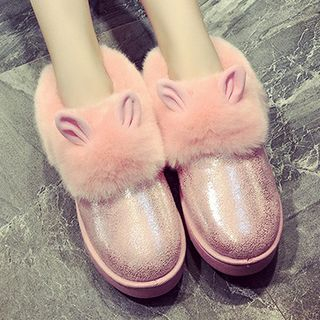 Pixie Pair Rabbit Ear Furry Boot Slippers