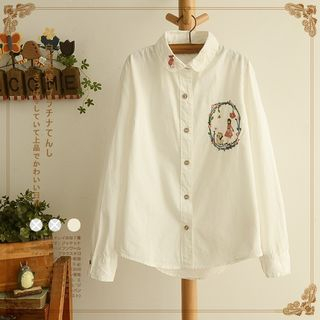 Angel Love Embroidered Long-Sleeve Blouse