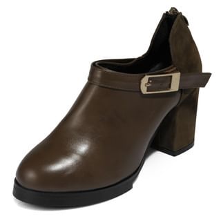 yeswalker Belted Chunky Heel Ankle Boots