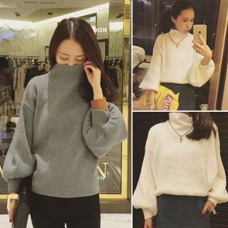 QZ Lady Stand Collar Knit Top