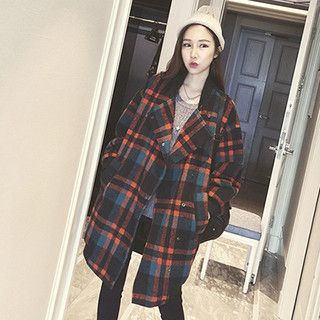 YOZI Check Wool Long Jacket