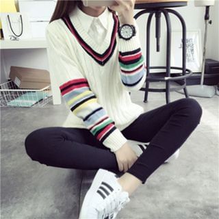 FR V-Neck Striped Sweater