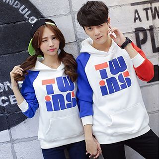 Lovebirds Hooded Color-Block Couple Top