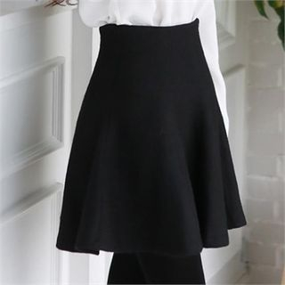 ode' Wool Blend A-Line Mini Skirt
