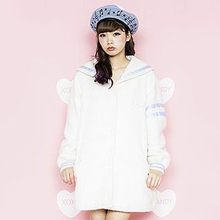 GOGO Girl Embroidered Sailor Collar Buttoned Jacket
