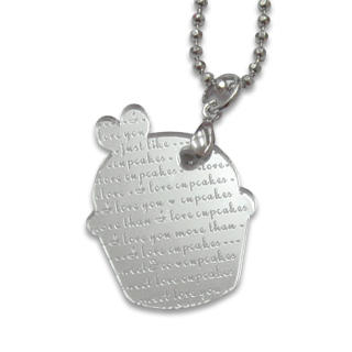 Sweet & Co. I Love Cupcakes Mirror Silver Charm Necklace