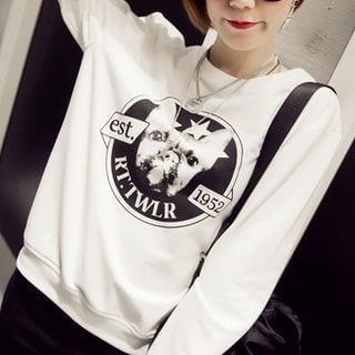 Century Girl Dog Printed Pullover