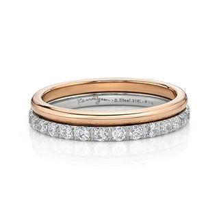 Kenny & co. Double Ring with IP Rose Gold Steel & Crystal