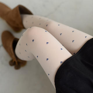 59 Seconds Heart Print Tights White - One Size
