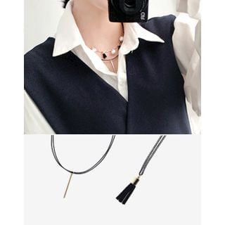 UPTOWNHOLIC Metallic Faux-Leather Necklace