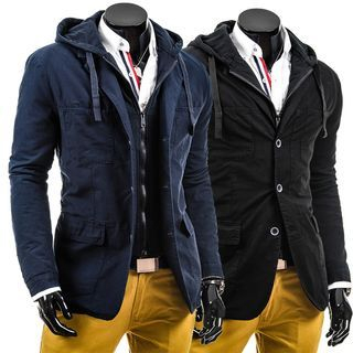 Bay Go Mall Inset Hoodie Single-Breasted Jacket